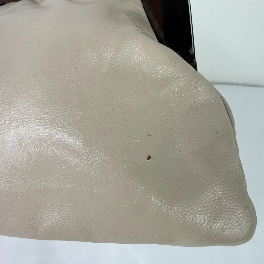 Vintage Unbranded Clutch Beige Genuine Italian Leather Mid-Century modern, retro
